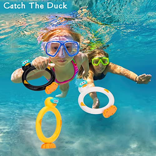 DOADW 3-Pack Diving Pool Toy Duck Rings for Underwater Swimming Practice