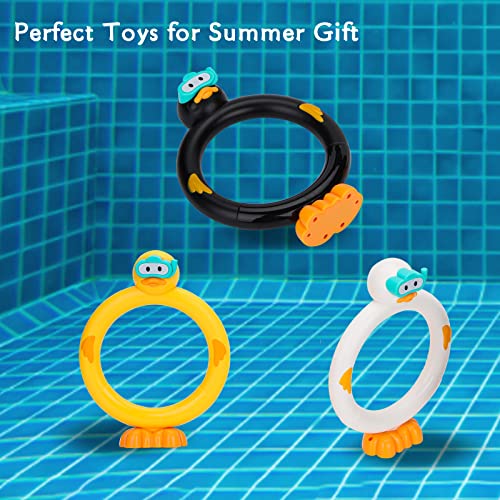 DOADW 3-Pack Diving Pool Toy Duck Rings for Underwater Swimming Practice