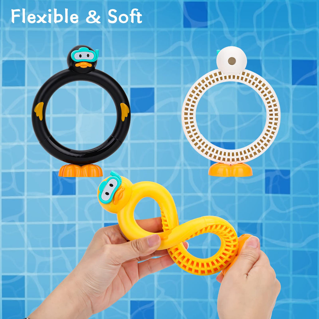DOADW 3-Pack Diving Pool Toy Duck Rings for Underwater Swimming Practice