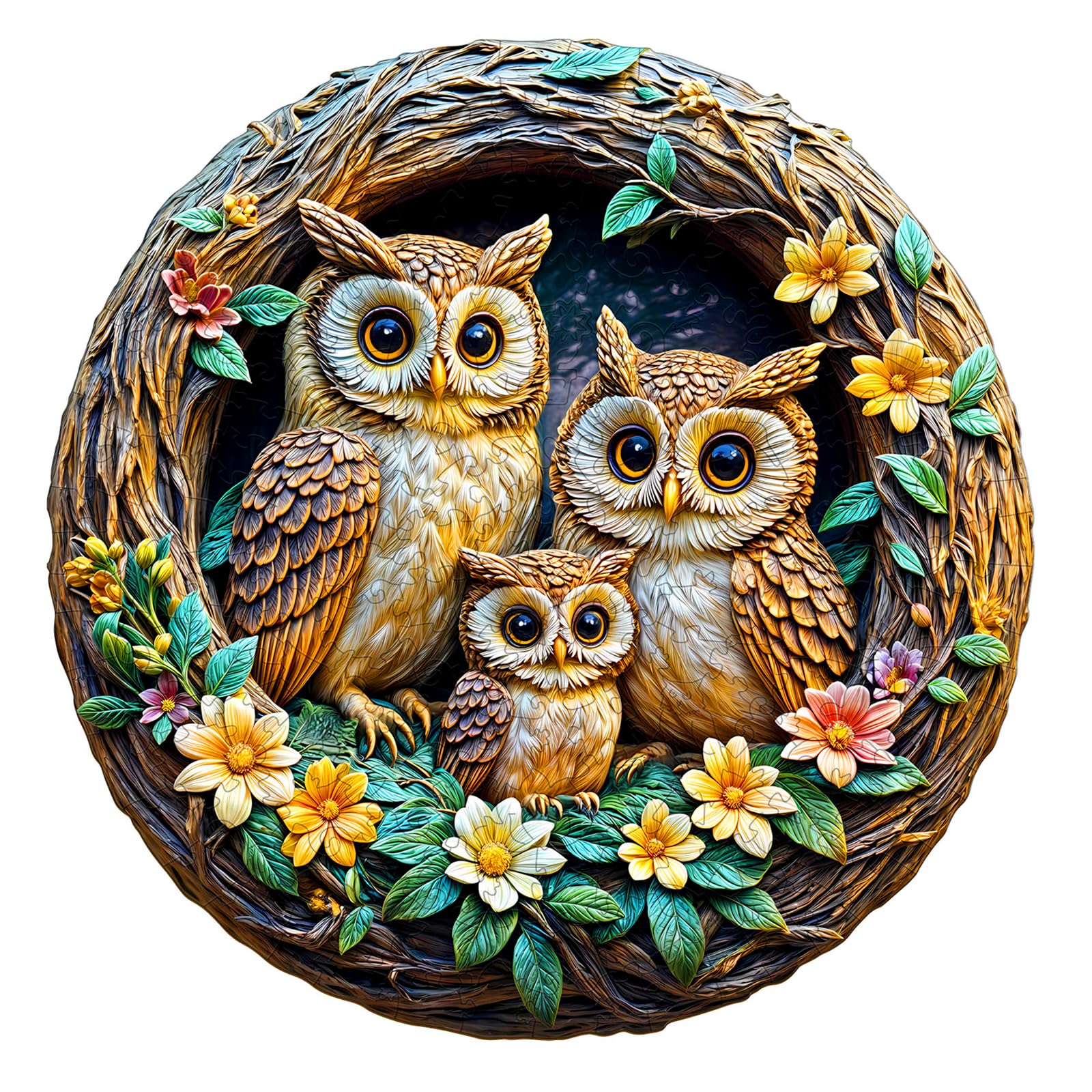 DOCRAGI Owl Family Wooden Jigsaw Puzzle – 200-Piece Unique Shape for Adults, Decor & Gifts