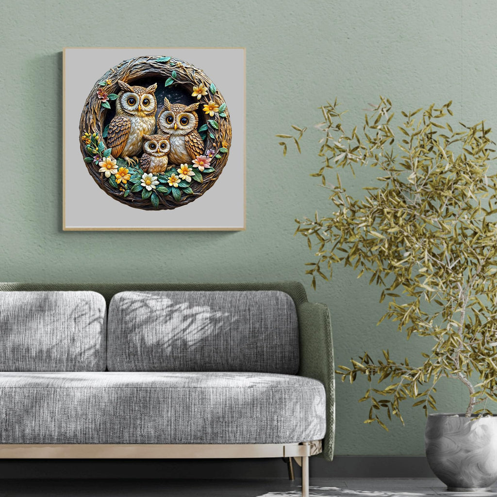 DOCRAGI Owl Family Wooden Jigsaw Puzzle – 200-Piece Unique Shape for Adults, Decor & Gifts