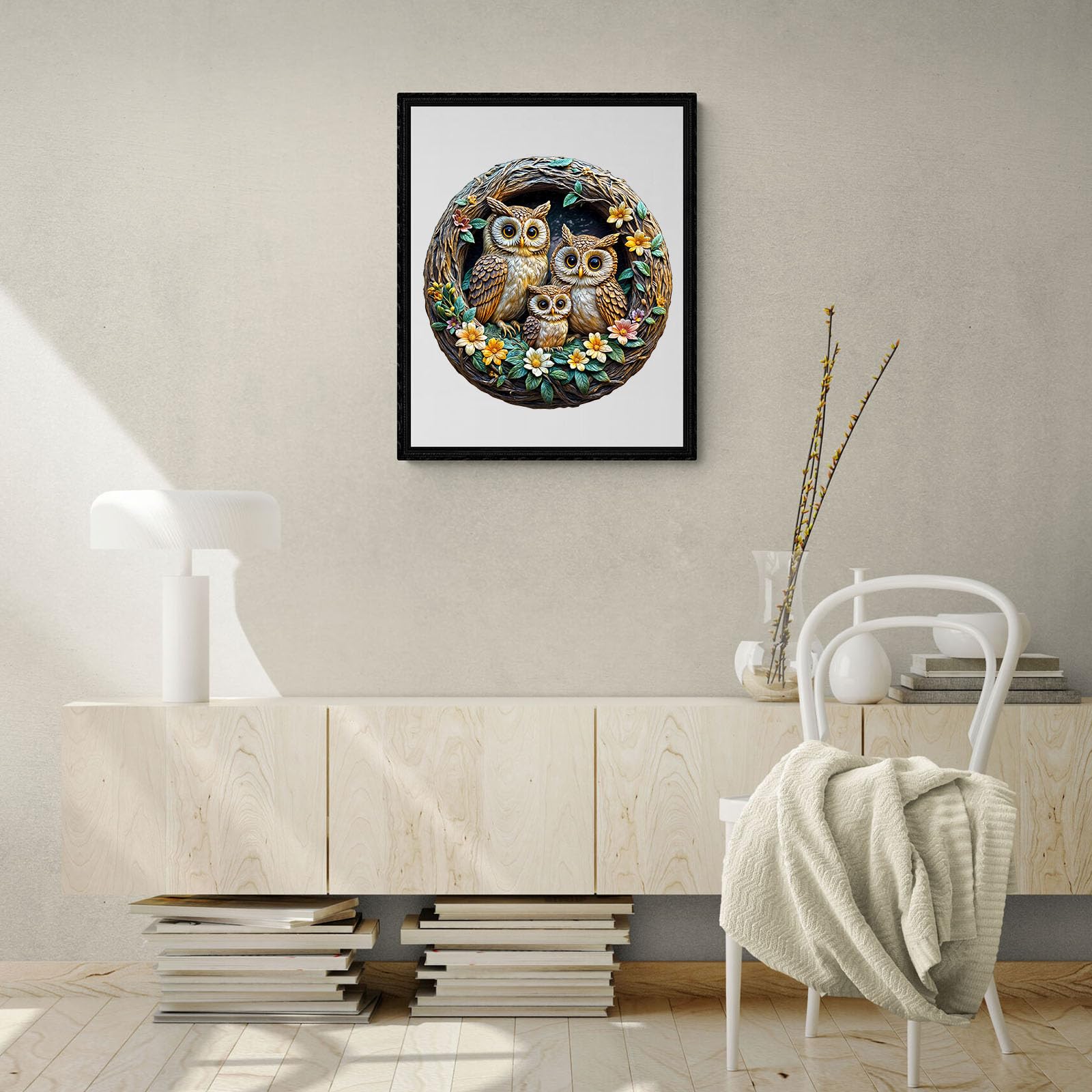 DOCRAGI Owl Family Wooden Jigsaw Puzzle – 200-Piece Unique Shape for Adults, Decor & Gifts
