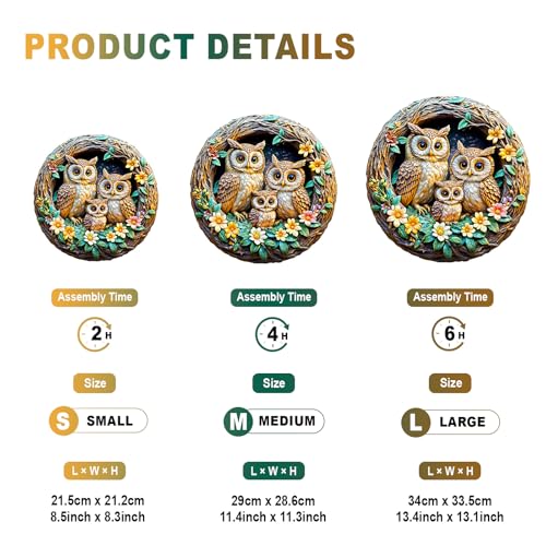 DOCRAGI Owl Family Wooden Jigsaw Puzzle – 200-Piece Unique Shape for Adults, Decor & Gifts