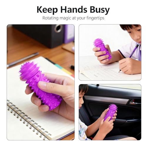 DoDoMagxanadu Pain Stim Fidget Toy with 6 Replaceable Spiky Heads – Silicone Sensory Toy for Stress Relief (Purple)