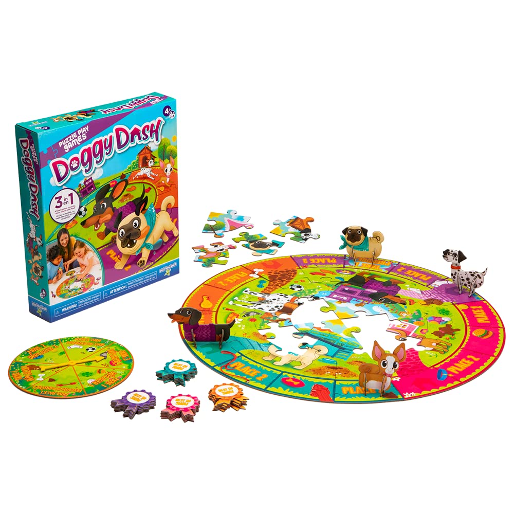 Doggy Dash 3-in-1 Board Game – Puzzle, Search & Find, Race Game for Ages 4+