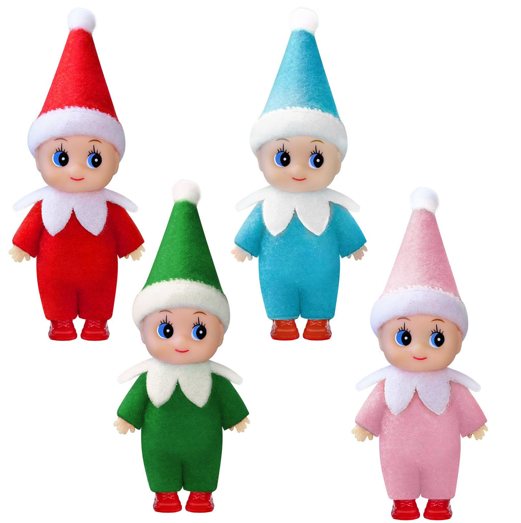 Dokeawo Mini Christmas Elf Doll – 4.3-Inch Bendable Elf Toy for Stocking Stuffers & Holiday Decor