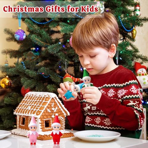 Dokeawo Mini Christmas Elf Doll – 4.3-Inch Bendable Elf Toy for Stocking Stuffers & Holiday Decor