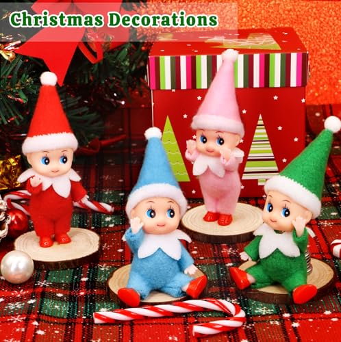 Dokeawo Mini Christmas Elf Doll – 4.3-Inch Bendable Elf Toy for Stocking Stuffers & Holiday Decor