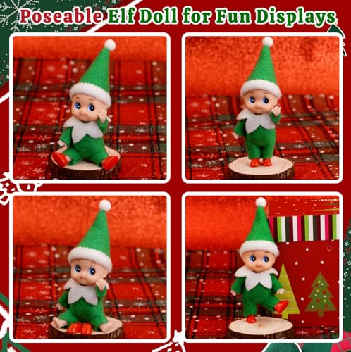 Dokeawo Mini Christmas Elf Doll – 4.3-Inch Bendable Elf Toy for Stocking Stuffers & Holiday Decor