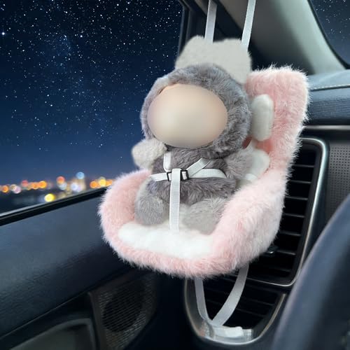 Doll Car Seat for 3–8 Inch Figures – Includes Air Vent Clip and Desktop Stand