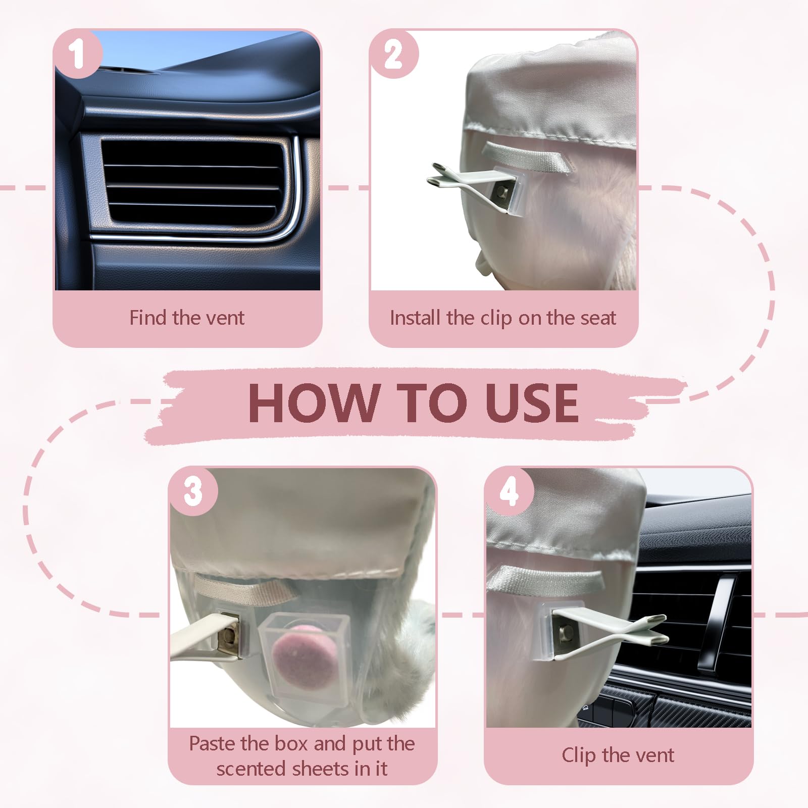 Doll Car Seat for 3–8 Inch Figures – Includes Air Vent Clip and Desktop Stand