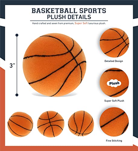DolliBu Mini Basketball Plush Toy – Soft Stuffed Basketball for Kids, 3 Inches, Perfect for Play and Decor