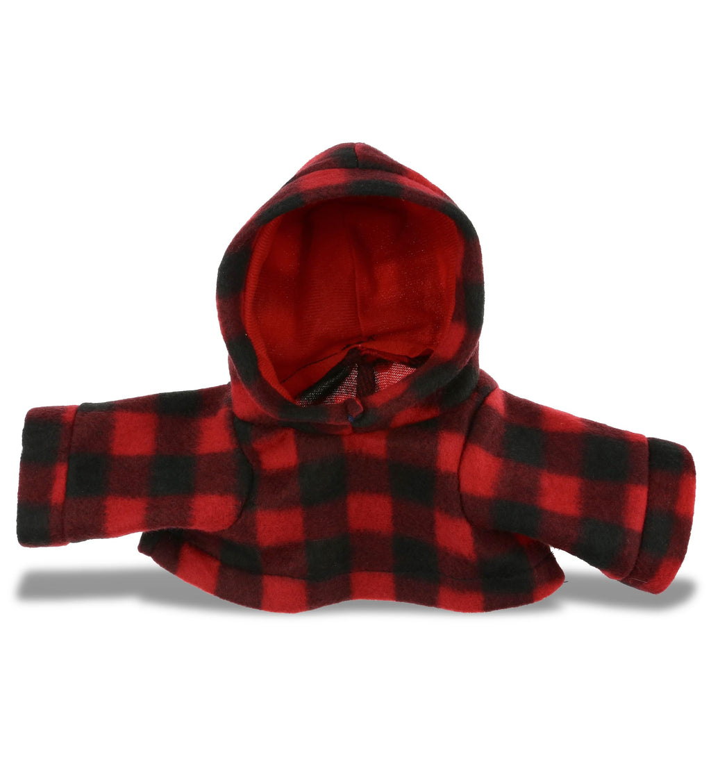 DolliBu Red Plaid Hoodie Teddy Bear Clothes - Large Plush Jacket for Stuffed Animals