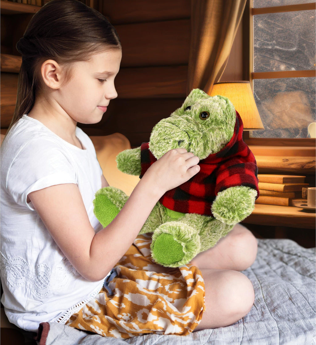 DolliBu Red Plaid Hoodie Teddy Bear Clothes - Large Plush Jacket for Stuffed Animals