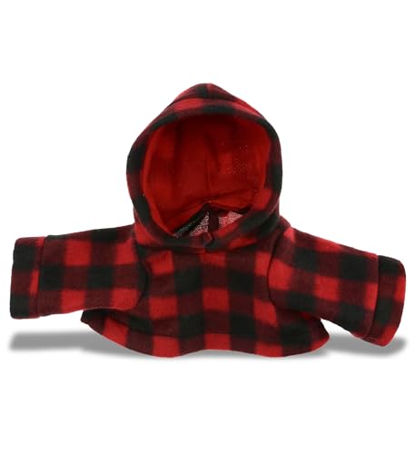 DolliBu Red Plaid Hoodie Teddy Bear Clothes - Large Plush Jacket for Stuffed Animals
