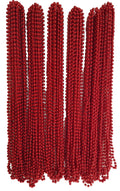 Dondor 72-Pack Festive Metallic Beaded Necklaces - 33-Inch Red Beads for Parties and Celebrations