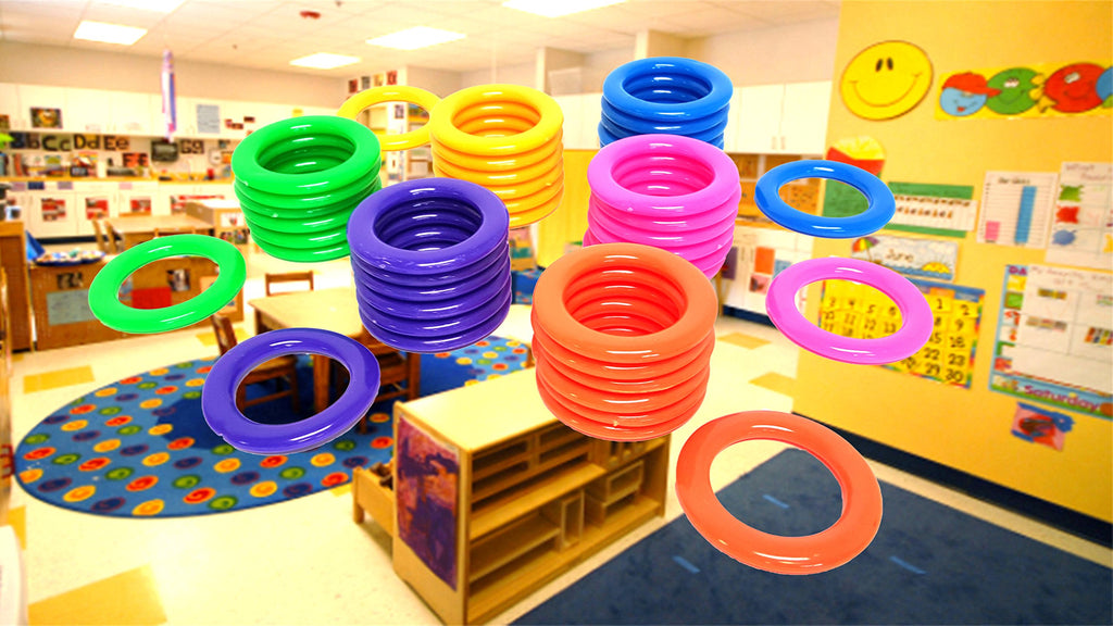 Dondor Plastic Cane Rack Rings (30 Pack) – Multicolored Ring Toss Game Set