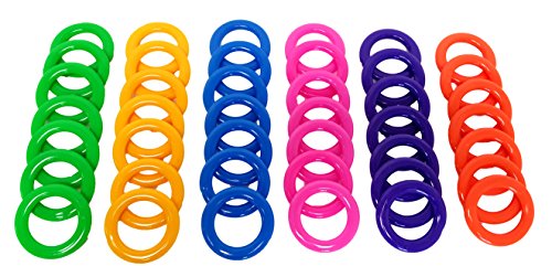 Dondor Plastic Cane Rack Rings (30 Pack) – Multicolored Ring Toss Game Set