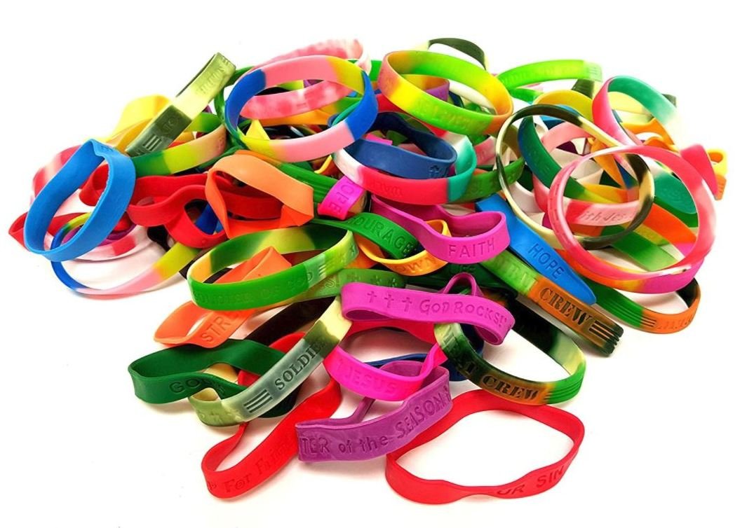 Dondor Religious Rubber Bracelets – 80 Piece Party Pack, Assorted Colors, One Size Fits All