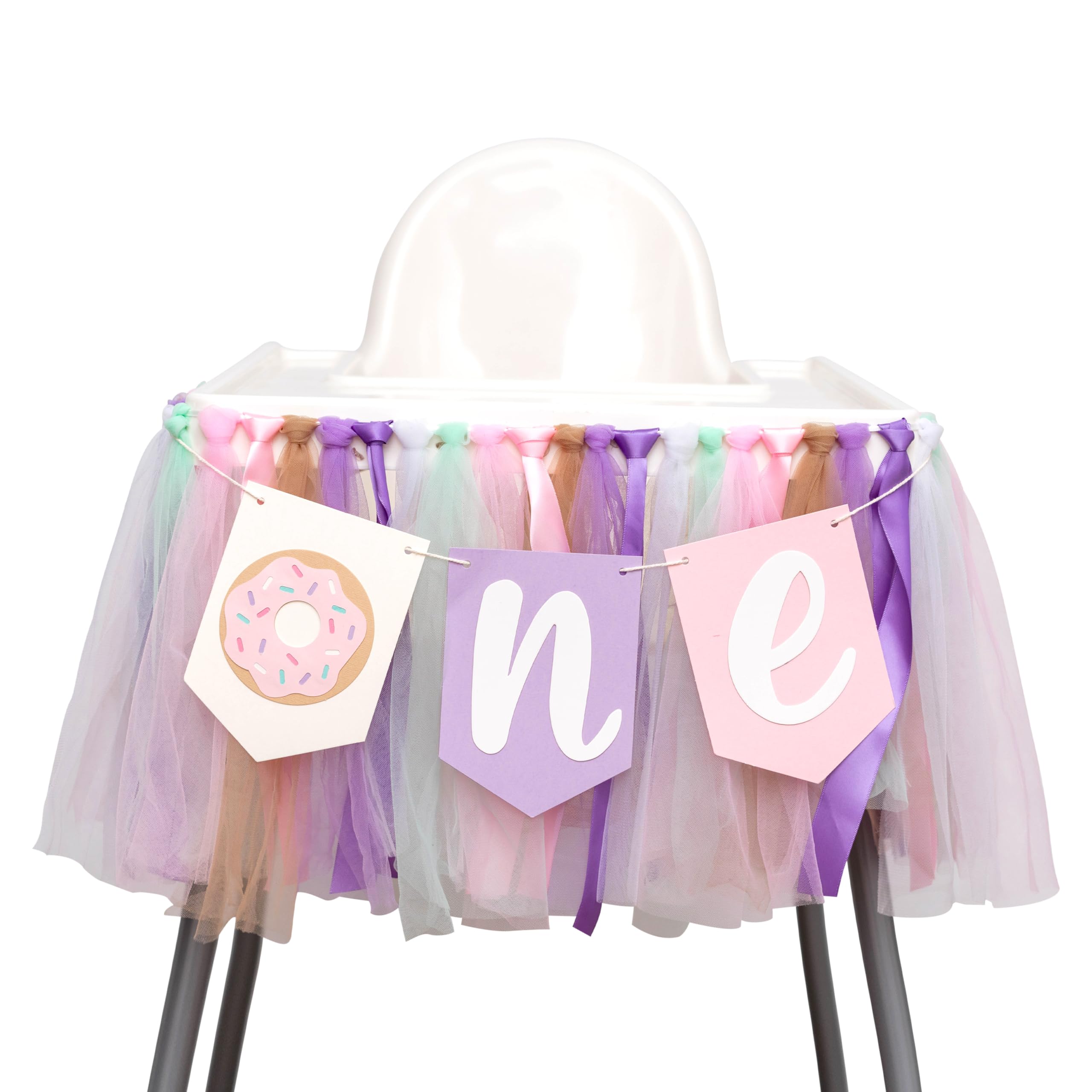 Donut Highchair Banner 1st Birthday - CIEQR Pastel Donut Grow Up Banner for Cake Smash, Party Decor