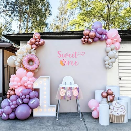Donut Highchair Banner 1st Birthday - CIEQR Pastel Donut Grow Up Banner for Cake Smash, Party Decor