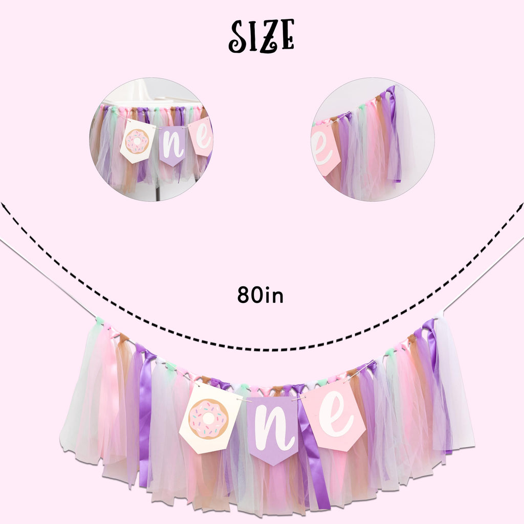 Donut Highchair Banner 1st Birthday - CIEQR Pastel Donut Grow Up Banner for Cake Smash, Party Decor