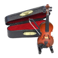 DoubleWood Miniature Violin – 3.15" Wooden Dollhouse Decor with Stand, Bow & Case