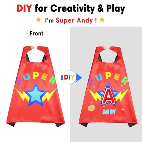 D.Q.Z Star Superhero Cape and Mask Set - Silky Satin Cape with Adjustable Fit for Kids Ages 3-9