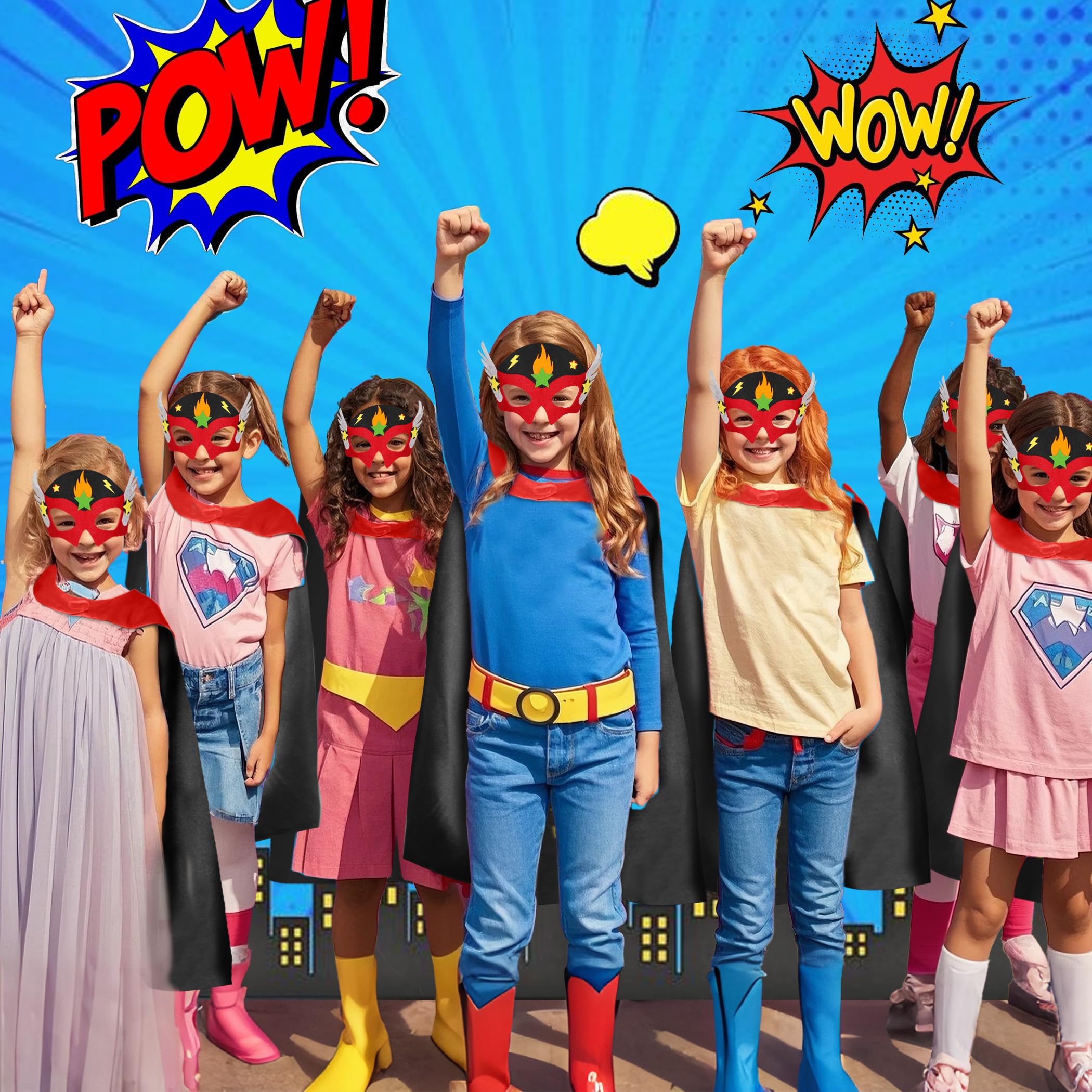 D.Q.Z Star Superhero Cape and Mask Set - Silky Satin Cape with Adjustable Fit for Kids Ages 3-9