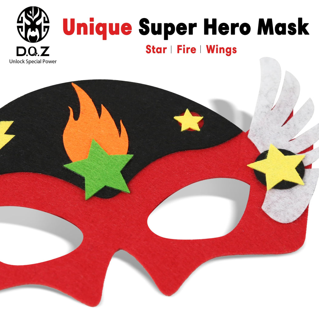D.Q.Z Star Superhero Cape and Mask Set - Silky Satin Cape with Adjustable Fit for Kids Ages 3-9