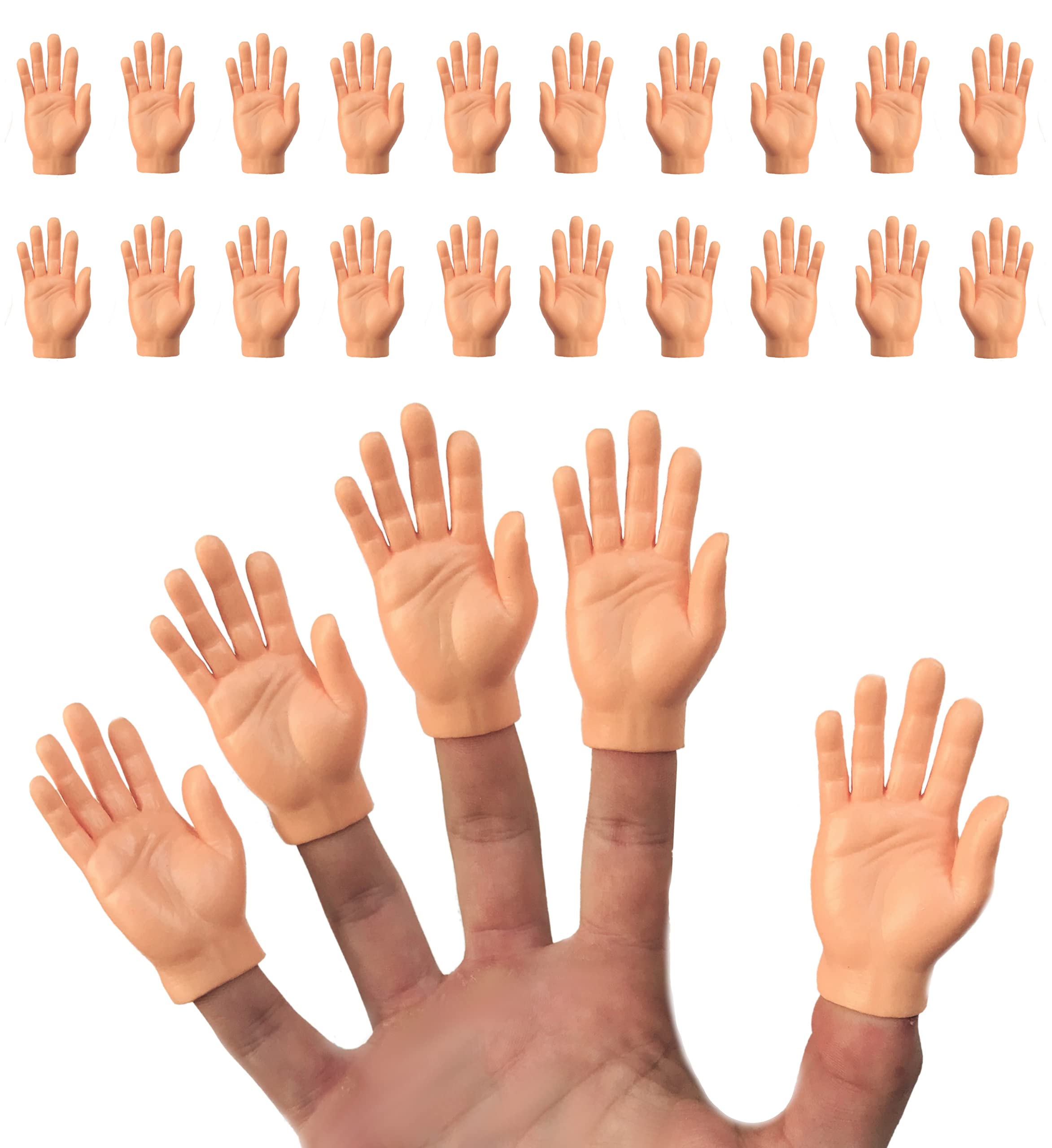DR DINGUS Finger Hands 20 Pack – Realistic Tiny Rubber Hands for Puppet Shows, Gag Gifts, and Kid-Friendly Fun