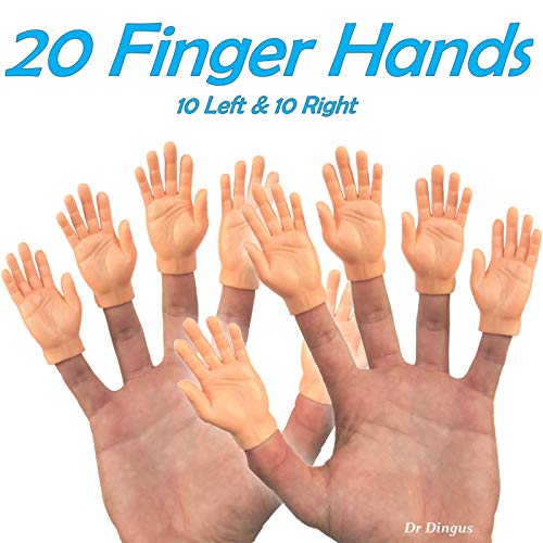 DR DINGUS Finger Hands 20 Pack – Realistic Tiny Rubber Hands for Puppet Shows, Gag Gifts, and Kid-Friendly Fun