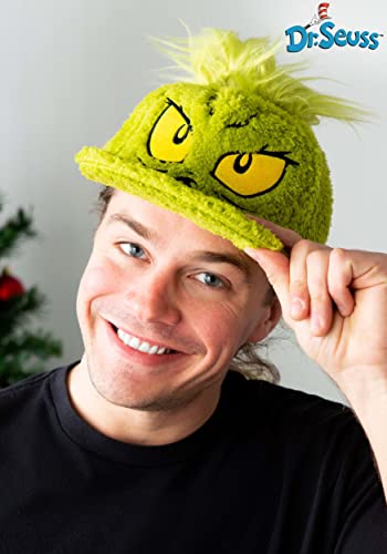 Dr. Seuss The Grinch Fuzzy Snapback Hat – Officially Licensed Green Fur Costume Cap by elope
