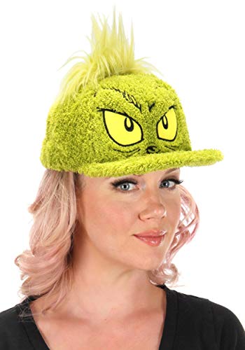 Dr. Seuss The Grinch Fuzzy Snapback Hat – Officially Licensed Green Fur Costume Cap by elope