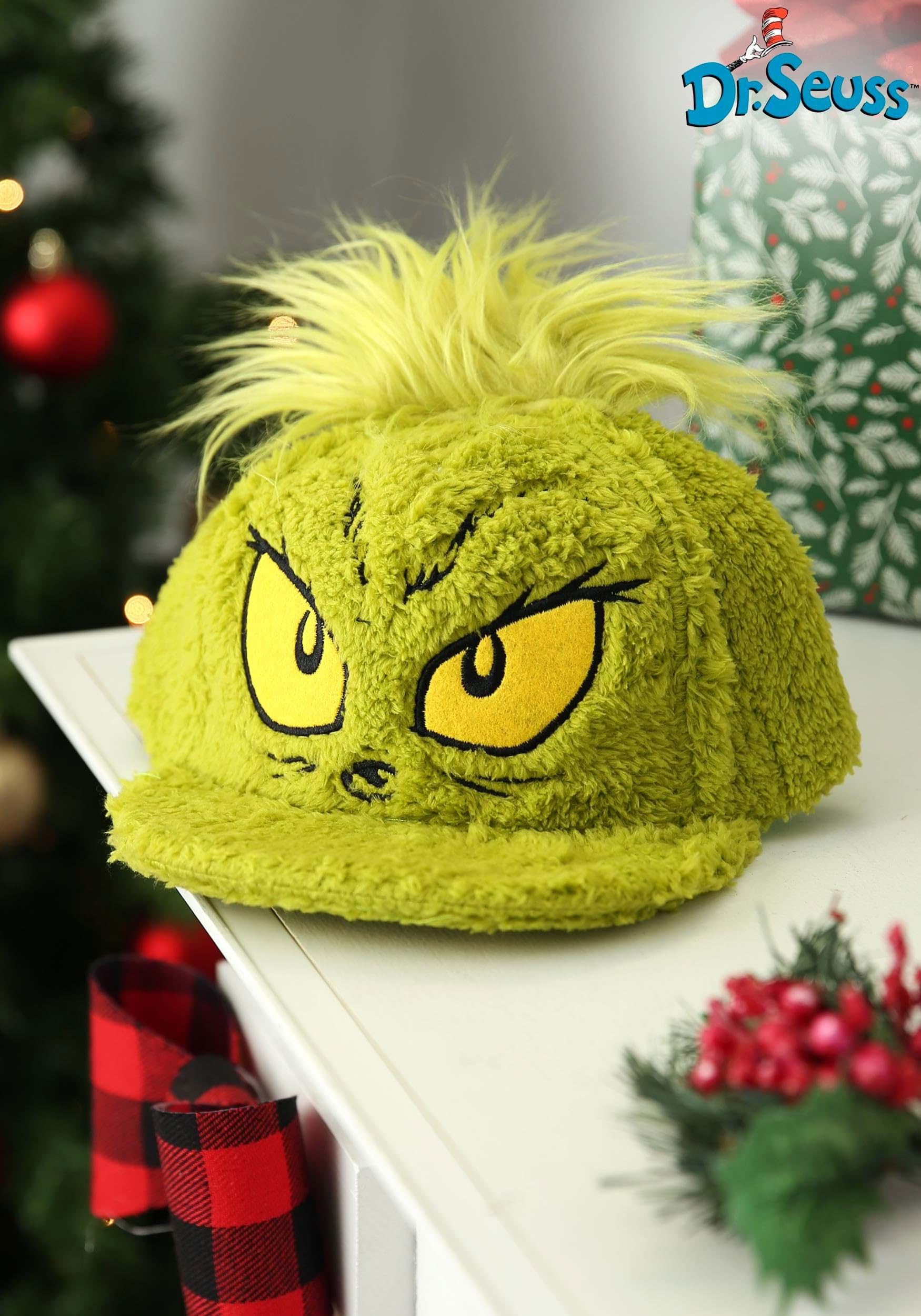 Dr. Seuss The Grinch Fuzzy Snapback Hat – Officially Licensed Green Fur Costume Cap by elope