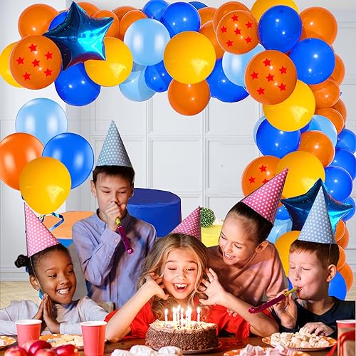 Dragon Ball Z Party Supplies - 139 Pcs Blue Balloon Garland Arch Kit for Birthday Decorations