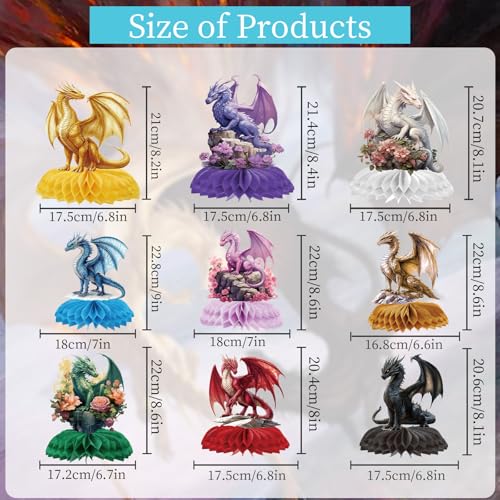 Dragon Honeycomb Centerpieces Set – 9 Patterns for Birthday, Baby Shower, and Theme Party Decorations by InIsaJace