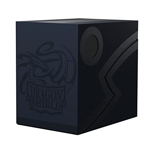 Dragon Shield Double Shell Deck Box – Midnight Blue/Black: Sturdy Storage for 435+ Single-Sleeved Cards