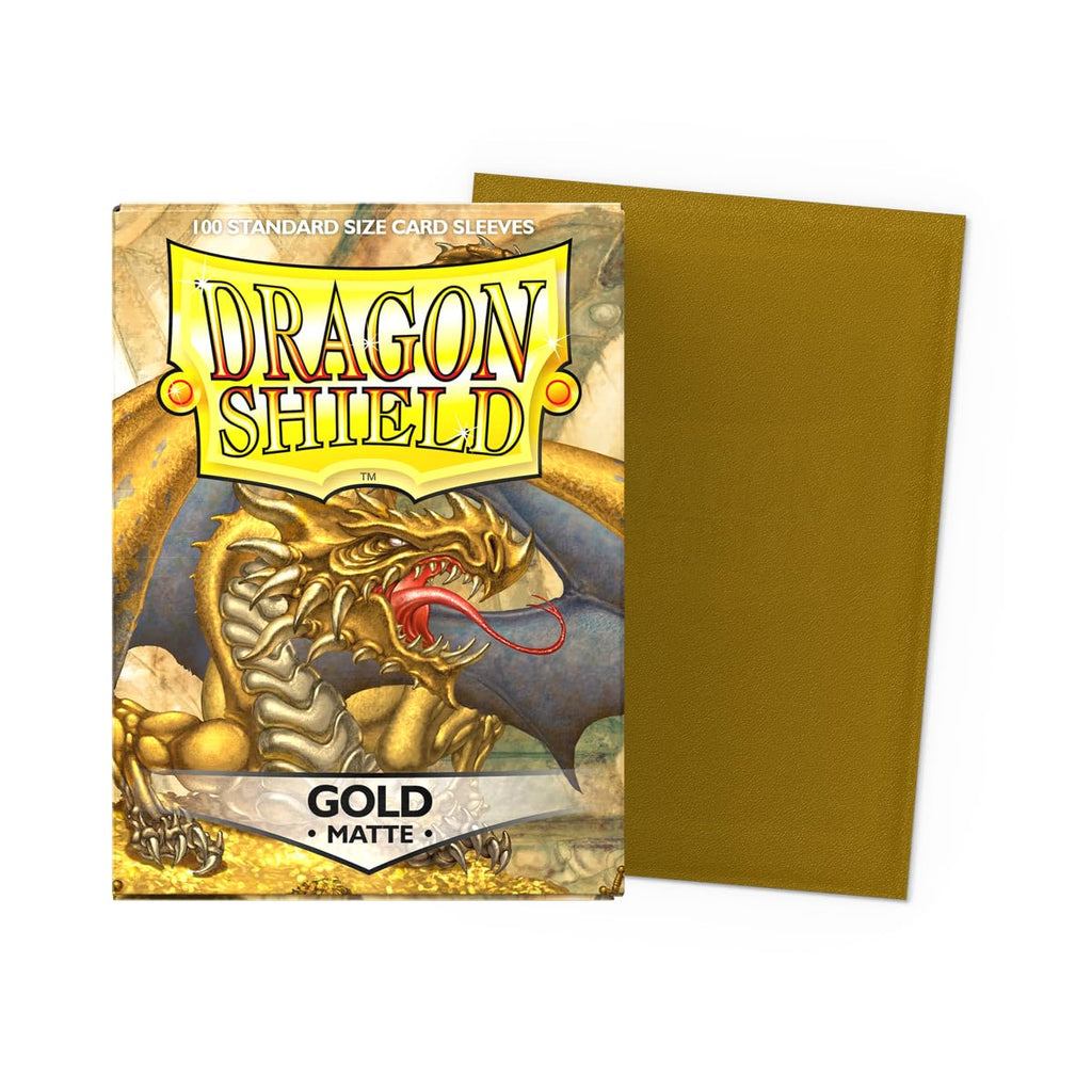 Dragon Shield Gold Matte Card Sleeves | 100 Standard Size Protectors for Pokemon, Magic, Flesh & Blood & One Piece