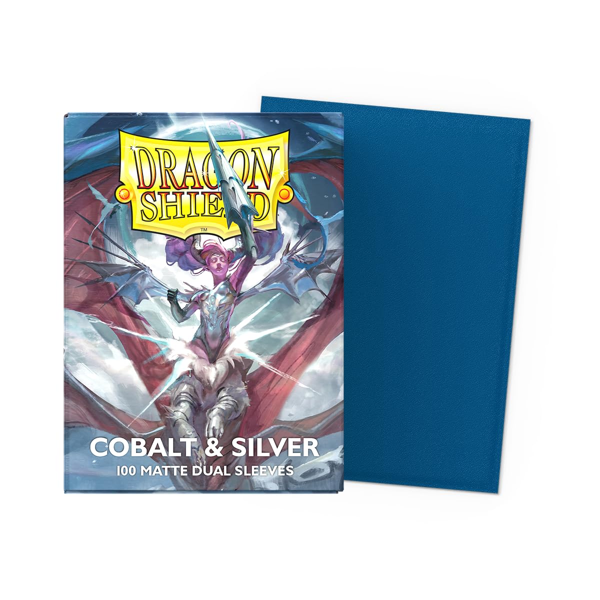 Dragon Shield Matte Dual Card Sleeves (100) – Cobalt & Silver – Opaque TCG Sleeves for Pokémon, Magic, One Piece