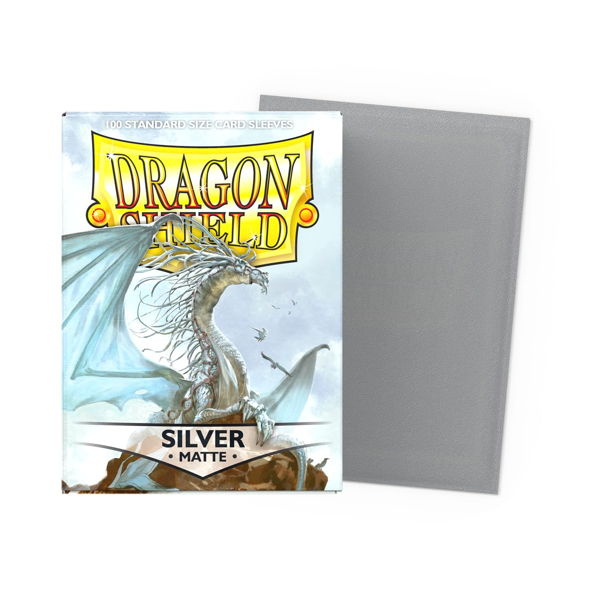 Dragon Shield Silver Matte Standard Size Card Sleeves – 100 CT, PVC-Free, Smooth Shuffle