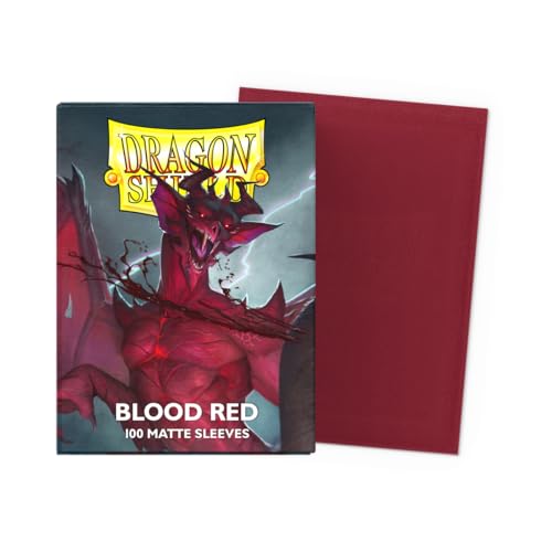 Dragon Shield Standard Size Card Matte Sleeves (100 Ct) – Blood Red – Smooth & Tough for Pokemon, Magic, Flesh & Blood, One Piece