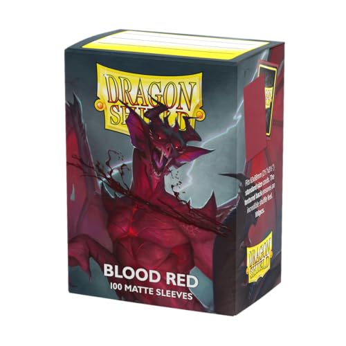 Dragon Shield Standard Size Card Matte Sleeves (100 Ct) – Blood Red – Smooth & Tough for Pokemon, Magic, Flesh & Blood, One Piece