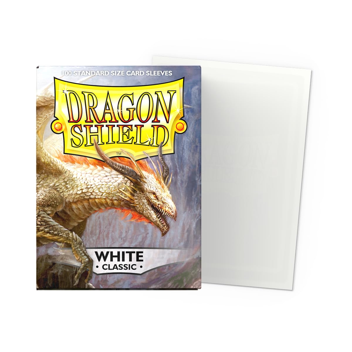 Dragon Shield Standard Size Classic Sleeves (White, 100 CT) – Smooth & Tough Polypropylene Card Sleeves for MTG, Pokémon, Lorcana, Flesh & Blood, One Piece