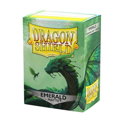 Dragon Shield Standard Size Matte Card Sleeves – 100ct Emerald Green, Smooth Shuffle & Tough Protection for TCG