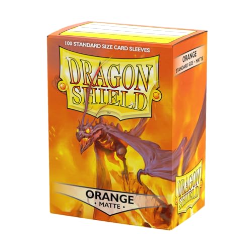 Dragon Shield Standard Size Matte Card Sleeves – Orange (100 Pack) – for Pokémon, Magic, One Piece, Flesh & Blood