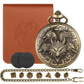 Dragon-Themed Pocket Watch Dice Case with 7 Mini Polyhedral Dice Set - D&D Gift for RPG Players with Leather Bag