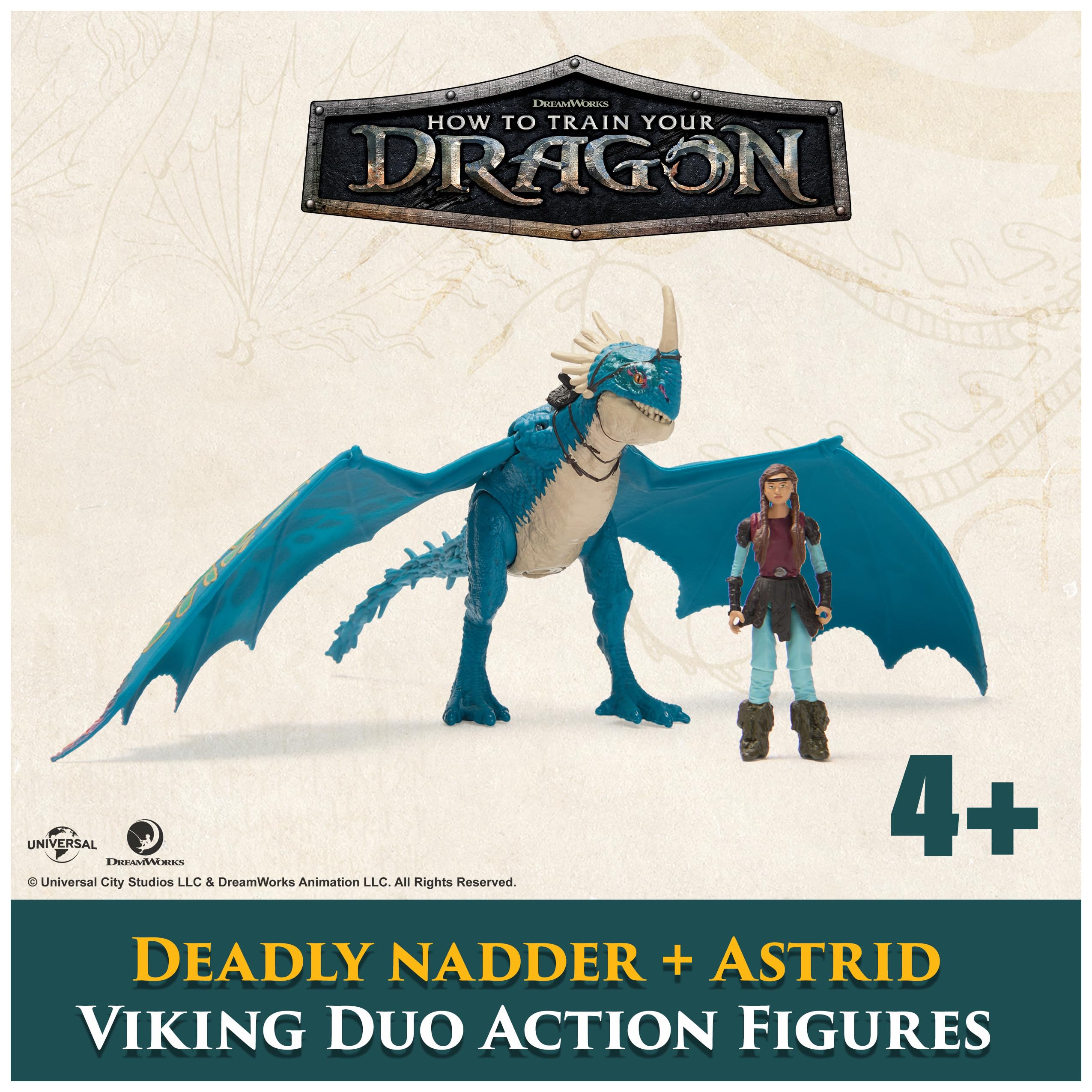DreamWorks Dragons Deadly Nadder & Astrid Action Figure Set – 10-Inch Dragon with Movable Limbs and Real-Feel Wings, Includes 3-Inch Viking Rider