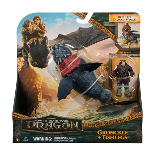 DreamWorks Dragons Gronckle & Fishlegs Action Figure Set - 7-Inch Dragon & 3-Inch Viking for Kids