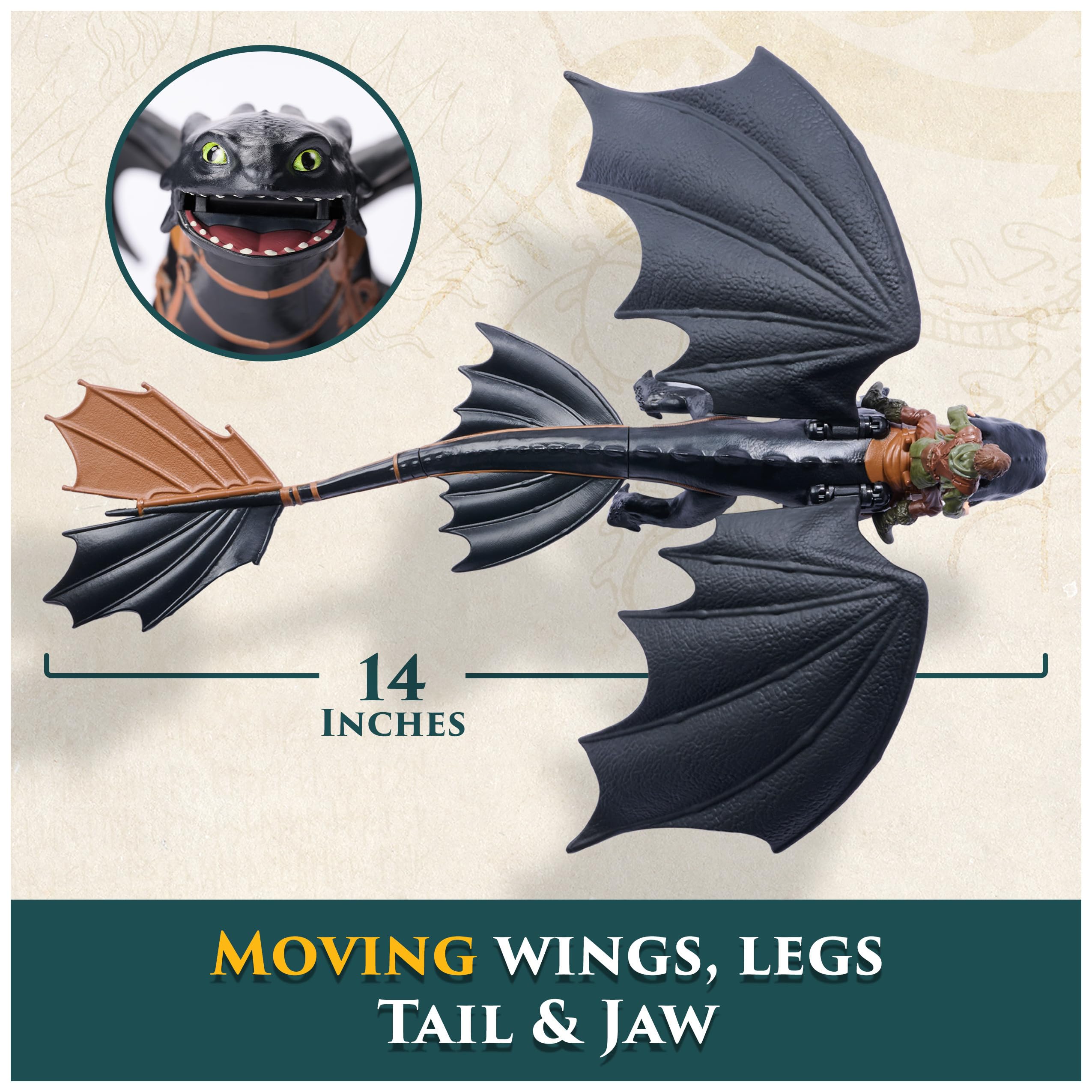 DreamWorks Dragons Toothless & Hiccup Action Figure Set – 13-Inch Dragon with Movable Wings and 3-Inch Viking